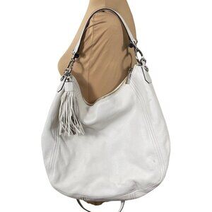 Michael Kors Frances Hobo Bag Purse White Silver Tassel (READ)